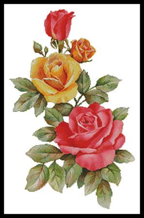Pink And Yellow Roses  - Artecy Cross Stitch