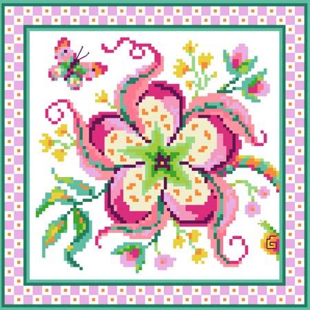 Jacobean Flower No.1 Pink - Loxley Designs