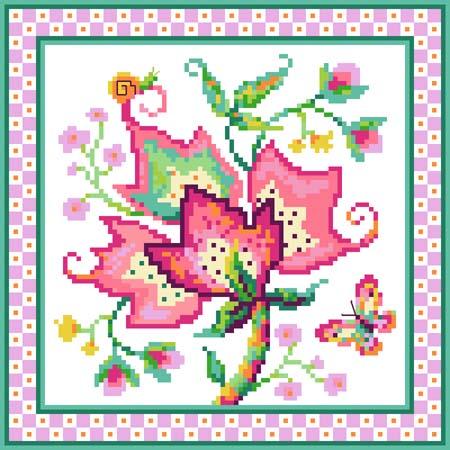 Jacobean Flower No. 3 Pink - Loxley Designs