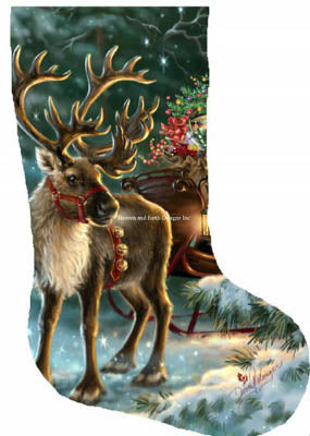 Enchanted Christmas Reindeer Stocking - Heaven and Earth Designs