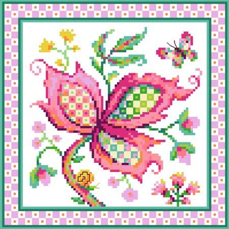 Jacobean Flower No. 4 Pink - Loxley Designs
