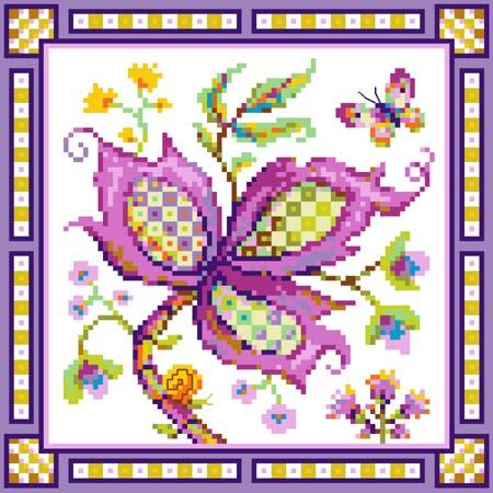 Jacobean Flower No.4 Lavender - Loxley Designs