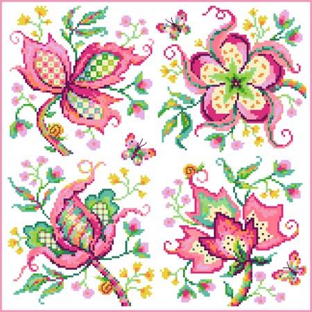 Jacobean Pink Quartet - Loxley Designs