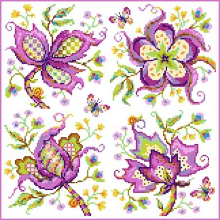 Jacobean Lavender Quartet - Loxley Designs