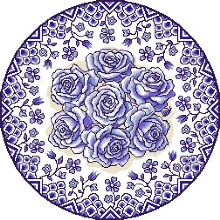 Rose Roundel No.1 Blue - Loxley Designs