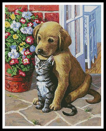 Labrador Puppy And Kitten - Artecy Cross Stitch