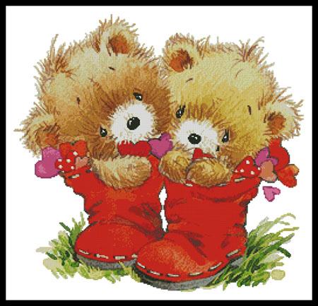 Teddies In Boots - Artecy Cross Stitch
