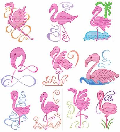 Art Deco Flamingos - Cross Stitch Wonders