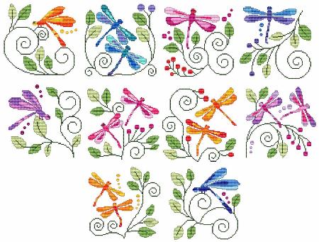 Jacobean Dragonflies - Cross Stitch Wonders
