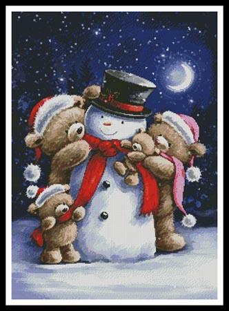 Snowman And Teddies - Artecy Cross Stitch
