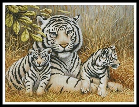 White Tiger And Cubs - Artecy Cross Stitch