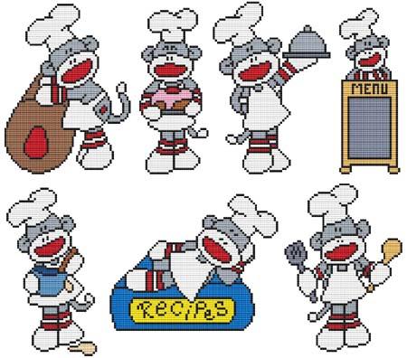 Chef Sock Monkeys - Cross Stitch Wonders