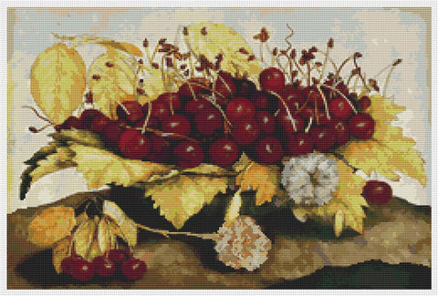 A Dish Of Cherries And Carnation - Art of Stitch, The