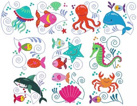 Jacobean Sea Friends - Cross Stitch Wonders