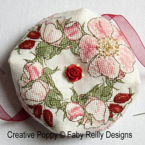 Wild Rose Biscornu - Faby Reilly Designs