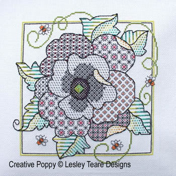Blackwork Poppy - Lesley Teare