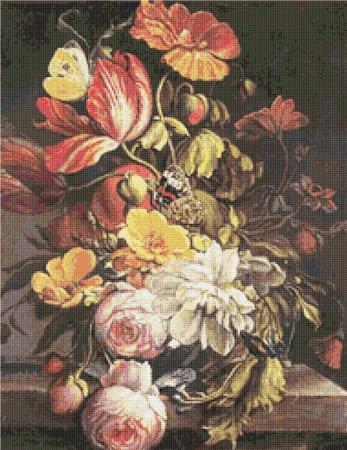 Flowers Still Life With Butterfly - Art of Stitch, The