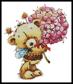 Teddy Bee With Flowers - Artecy Cross Stitch