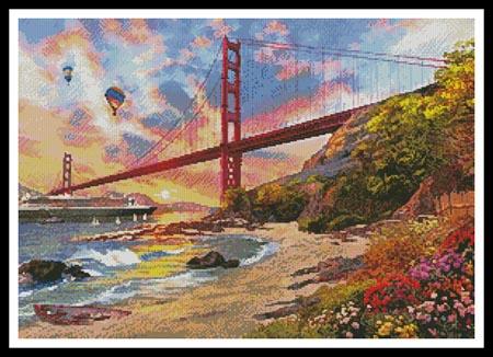 Sunset At Golden Gate - Artecy Cross Stitch