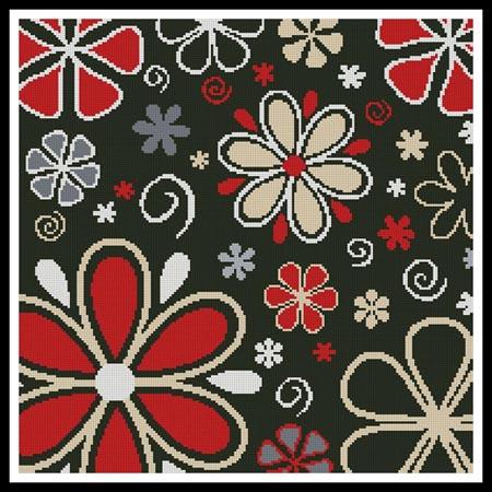 Retro Flowers Cushion - Artecy Cross Stitch