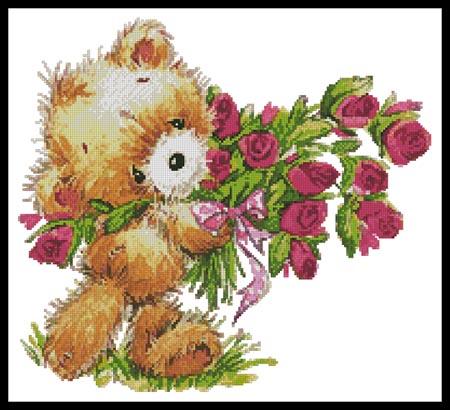 Teddy With Flowers - Artecy Cross Stitch