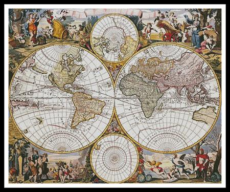 Old World Map (Large) - Artecy Cross Stitch