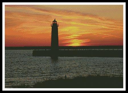 Muskegon Lighthouse At Sunset - Artecy Cross Stitch