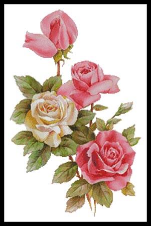 Pink And Yellow Roses 2 - Artecy Cross Stitch