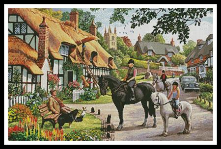 Horse Riders In The Village - Artecy Cross Stitch