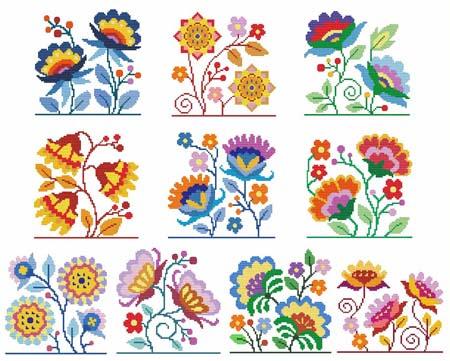 Jacobean Flowers - Cross Stitch Wonders