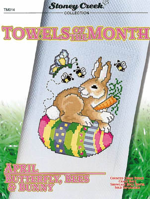 Towels of the Month, April Butterfly, Bees & Bunny - Stoney Creek