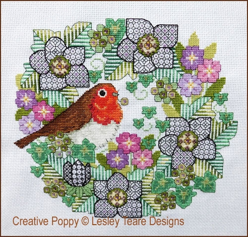 Blackwork Flowers With Robin - Lesley Teare