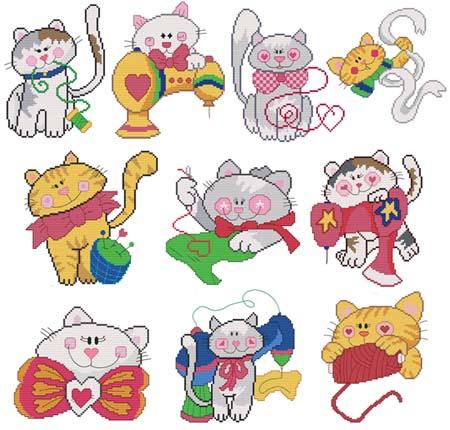 Sewing Kittens - Cross Stitch Wonders