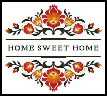 Home Sweet Home Polish Folk Art Design 1 - Artecy Cross Stitch