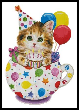Birthday Kitty Cup - Artecy Cross Stitch