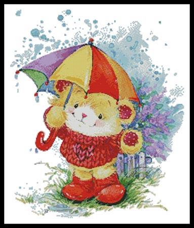 Teddy In The Rain - Artecy Cross Stitch