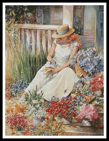 Girl With Flowers (Large) - Artecy Cross Stitch