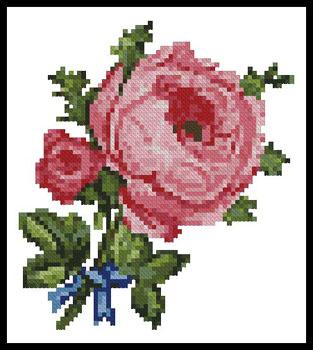 Mini Blue Ribbon Rose - Artecy Cross Stitch