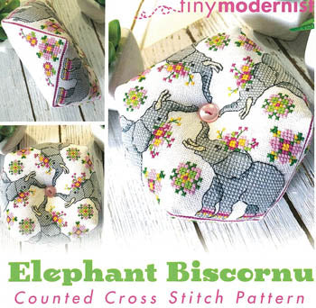 Elephant Biscornu - January - Tiny Modernist Inc