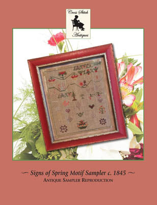 Signs Of Spring Motif Sampler Circa 1845 - Cross Stitch Antiques