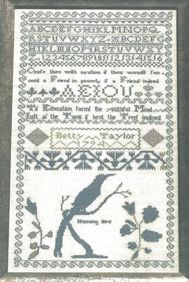 Betty Taylor's 1794 Reproduction Sampler - Gentle Pursuit Designs