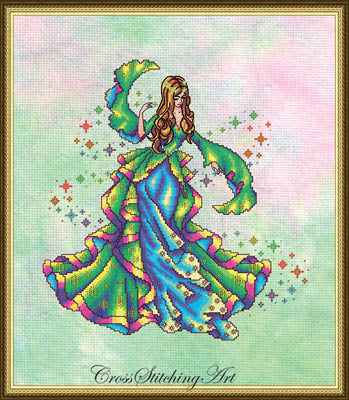 Iris The Rainbow Maiden - Cross Stitching Art