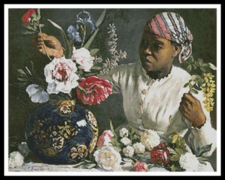 African Woman With Peonies 2 - Artecy Cross Stitch