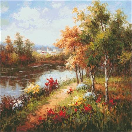 Poppies And Stream - Charting Creations