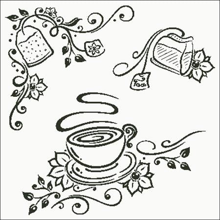 Tea Montage Silhouette - Charting Creations