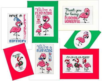 Flamingo Greeting Cards - Xs and Ohs
