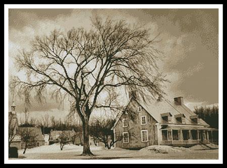 Sepia House In Winter - Artecy Cross Stitch