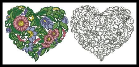 Floral Heart 1 - Artecy Cross Stitch