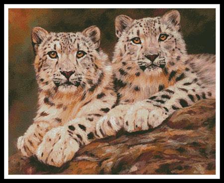 Pair Of Young Snow Leopards - Artecy Cross Stitch