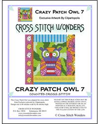 Crazy Patch Owl 07 - Cross Stitch Wonders